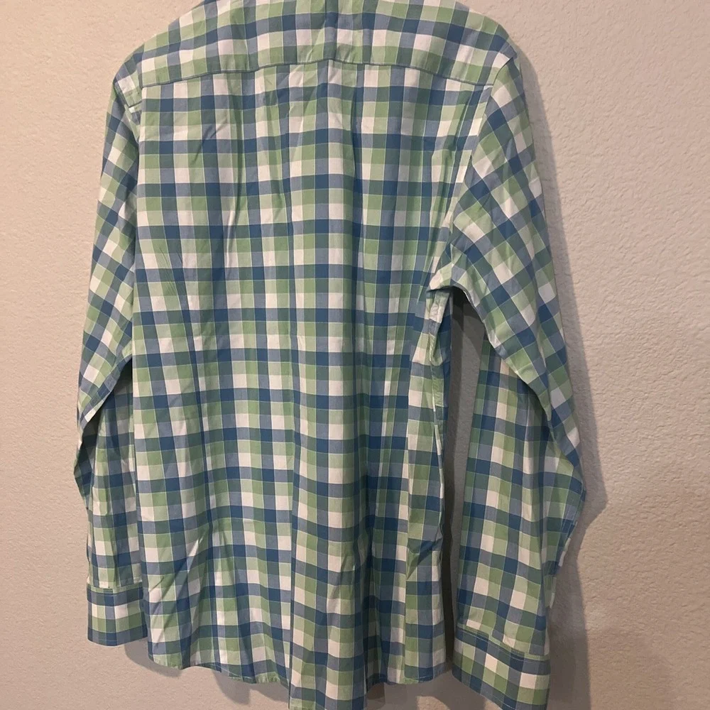 Banana Republic Mens Slim Fit L/S Button Dress Shirt LARGE BLUE Plaid